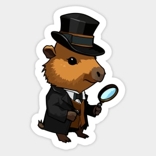 Cute Detective Capybara Sticker
